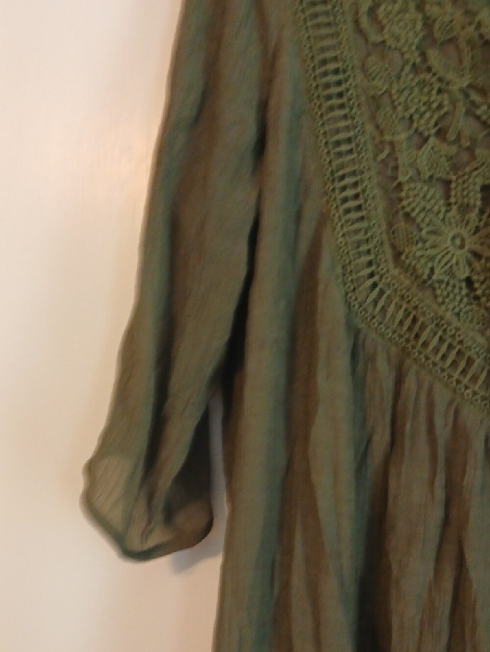 Indigo Rose "Olive Green" Crochet-Yoke Dress in Size XL - Picture 6 of 6